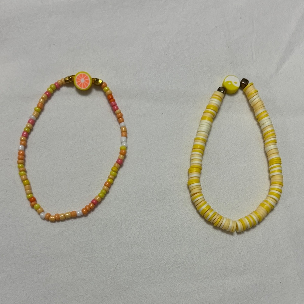 Yellow Colorful Handmade Beaded Bracelets Set